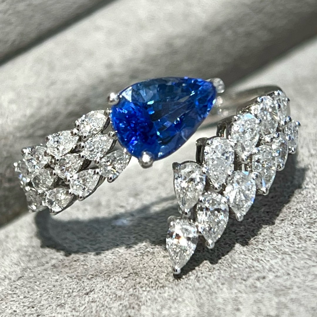 14k Gold 2.00 Ctw Natural Sapphire & Lab Grown Diamond Ring - 7