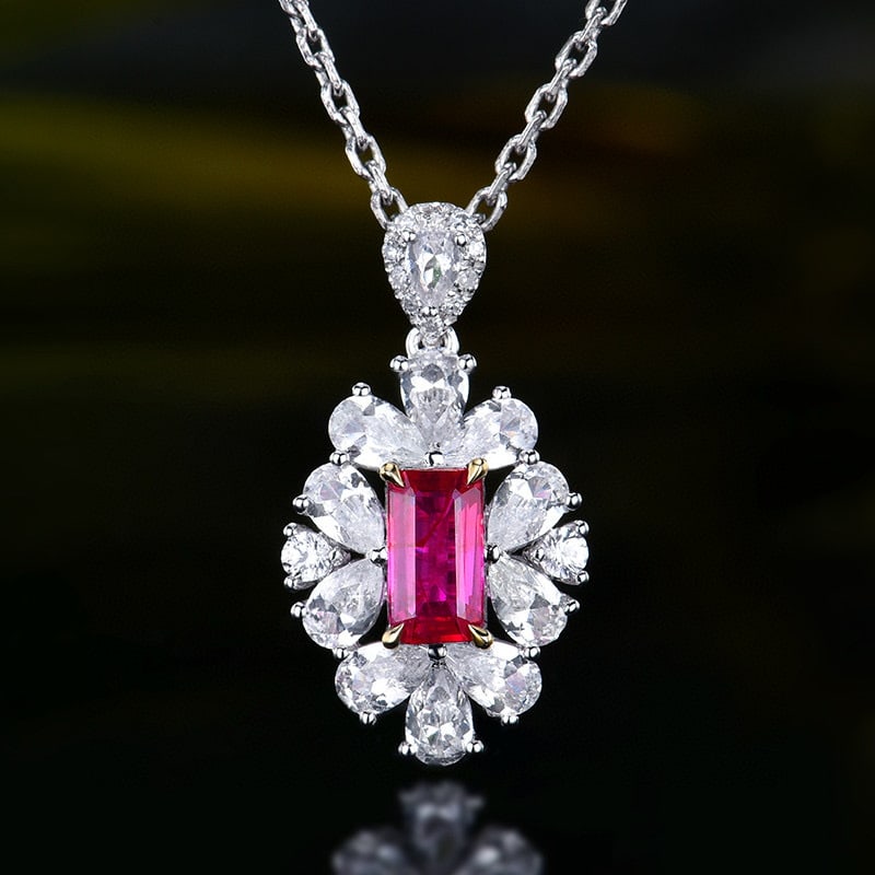 14k Gold 0.58 Ctw Natural Ruby & Diamond Pendant( Without Chain ): Ref:231080263 // gold content:14k gold // main gemstone:ruby // shape:octagonal // carat weight:0. 55ct // color:red // treatment:natural // // adjacent gemstone 2 : diamond // number of stones:10 //