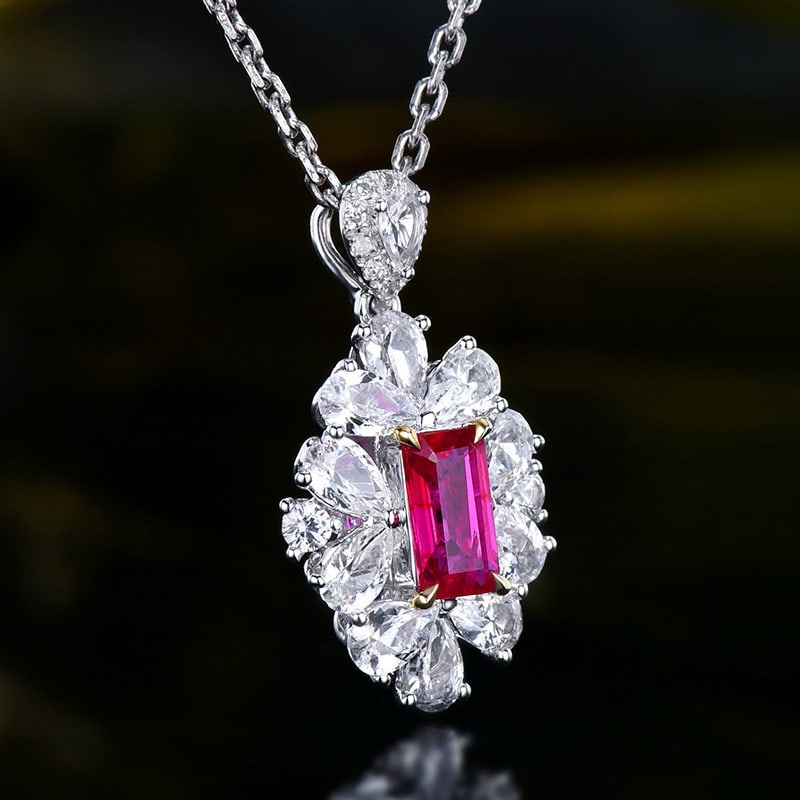 14k Gold 0.58 Ctw Natural Ruby & Diamond Pendant( Without Chain ) - 3