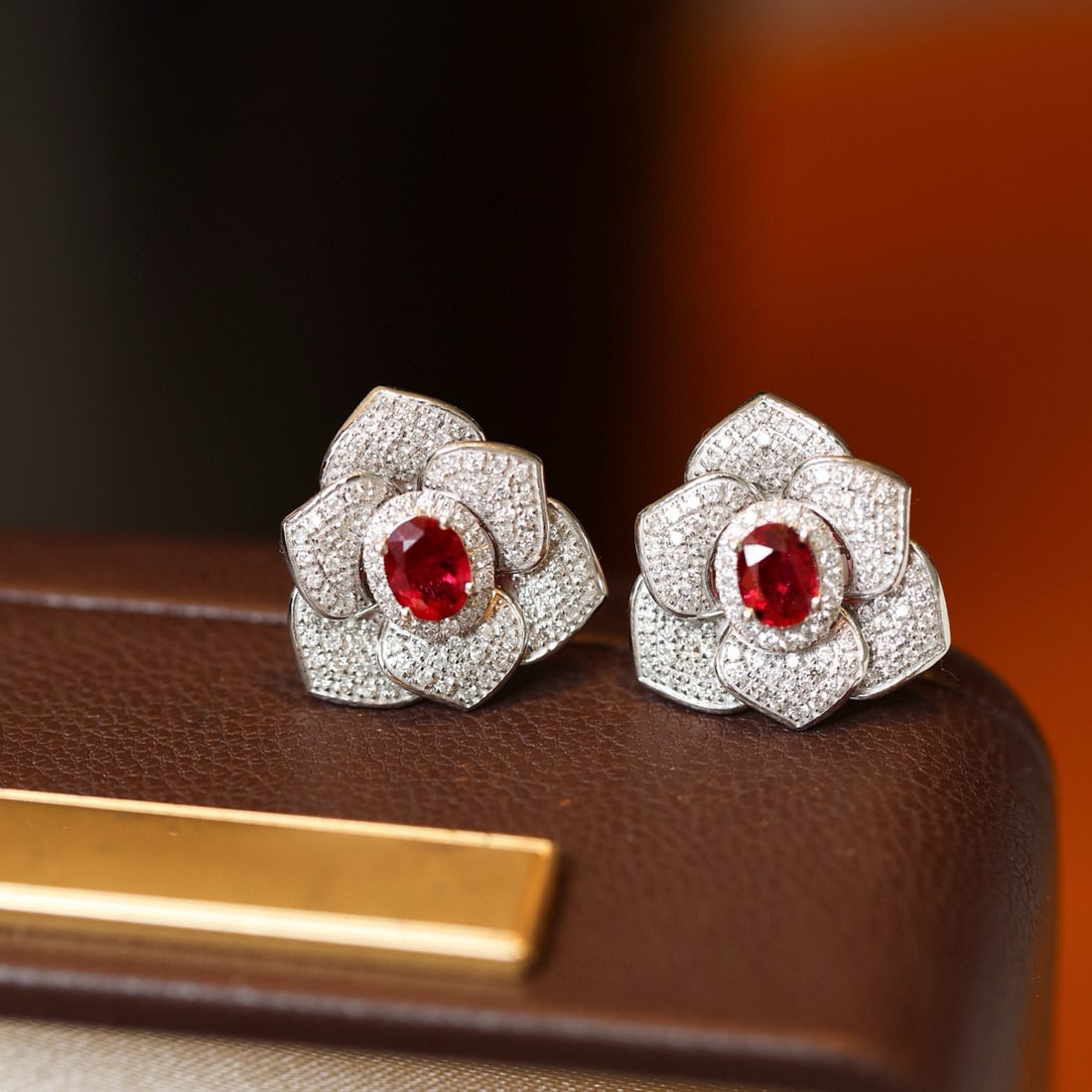 14k Gold 1.31 Ctw Natural Ruby & Diamond Earrings - 2
