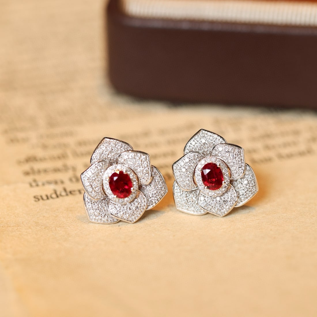 14k Gold 1.31 Ctw Natural Ruby & Diamond Earrings - 3