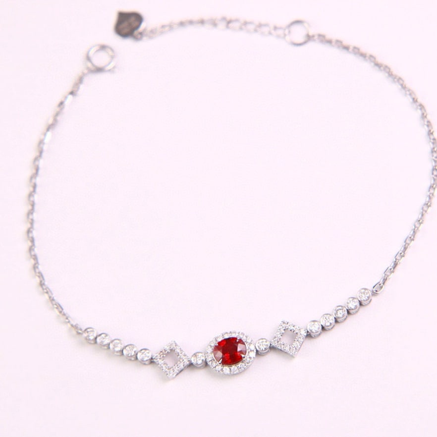 14k Gold 0.80 Ctw Natural Ruby & Diamond Bracelet - 2