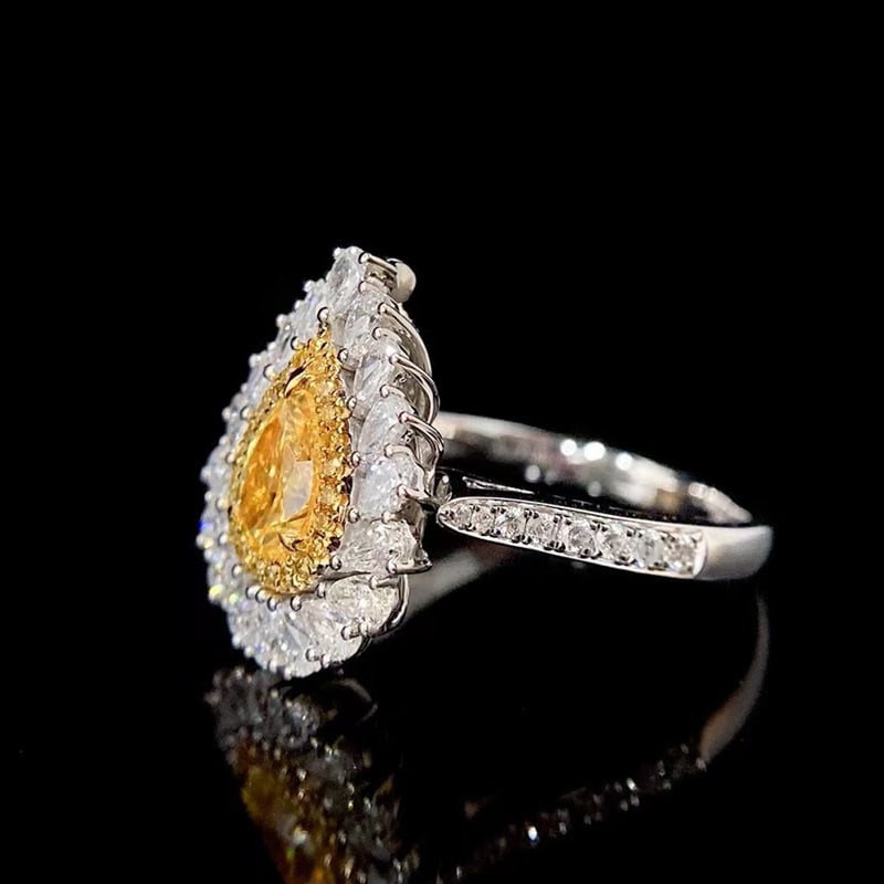 14k Gold 1.6 Ctw Natural Yellow Diamond & Diamond Ring/pendant( Without Chain ) - 2