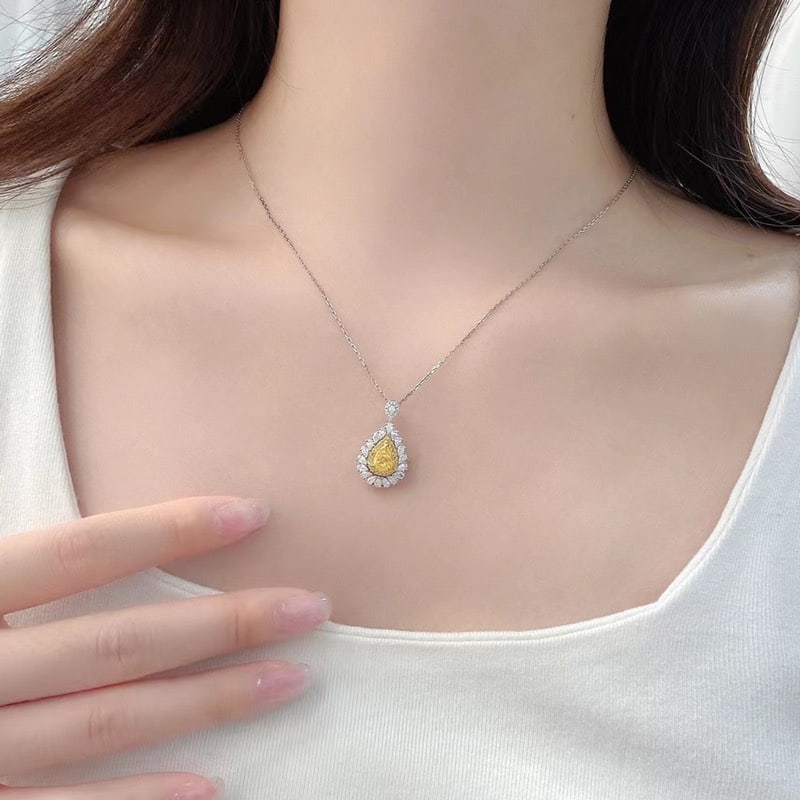 14k Gold 1.6 Ctw Natural Yellow Diamond & Diamond Ring/pendant( Without Chain ) - 4