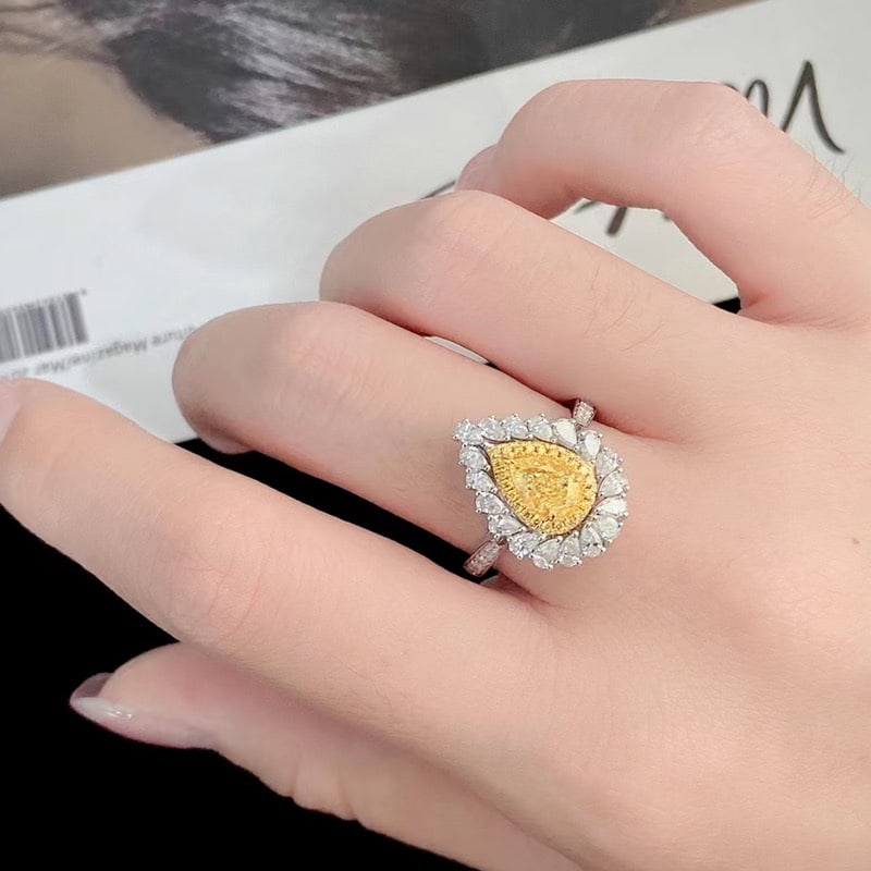 14k Gold 1.6 Ctw Natural Yellow Diamond & Diamond Ring/pendant( Without Chain ) - 5