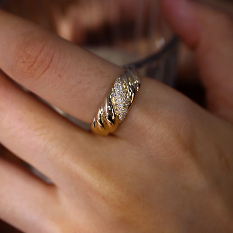 14k Gold 0.18 Ct Natural H Diamond Ring - 6