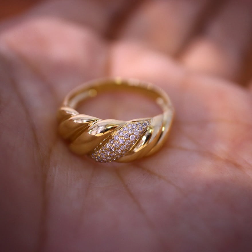14k Gold 0.18 Ct Natural H Diamond Ring - 7