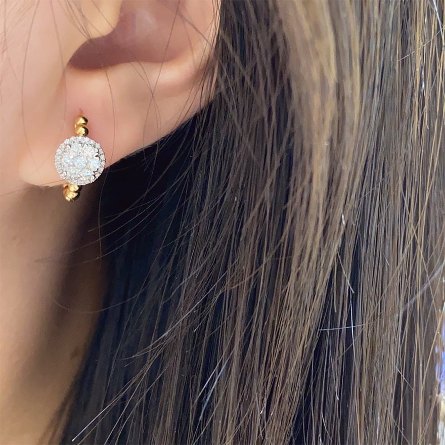 14k Gold 0.6 Ct Natural H Diamond Earrings - 2