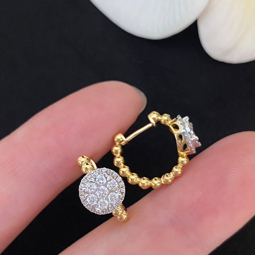 14k Gold 0.6 Ct Natural H Diamond Earrings - 3