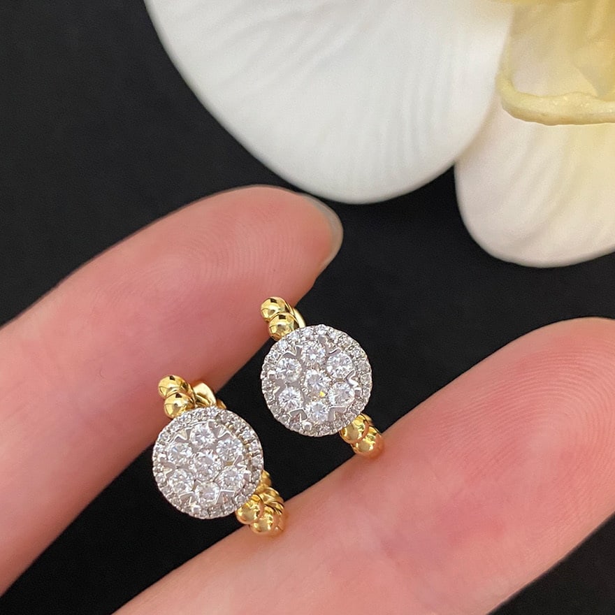 14k Gold 0.6 Ct Natural H Diamond Earrings - 4