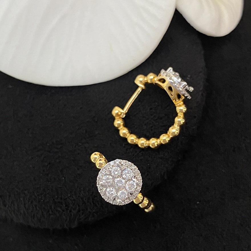 14k Gold 0.6 Ct Natural H Diamond Earrings - 5