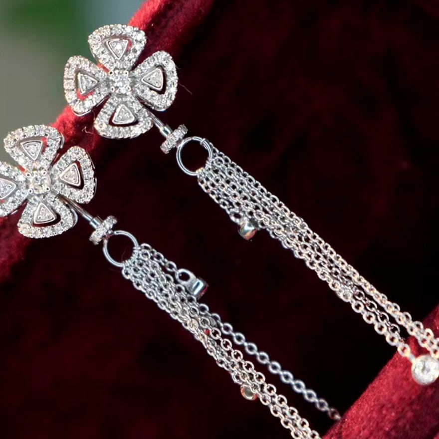 14k Gold 0.60 Ct Natural H Diamond Earrings - 5