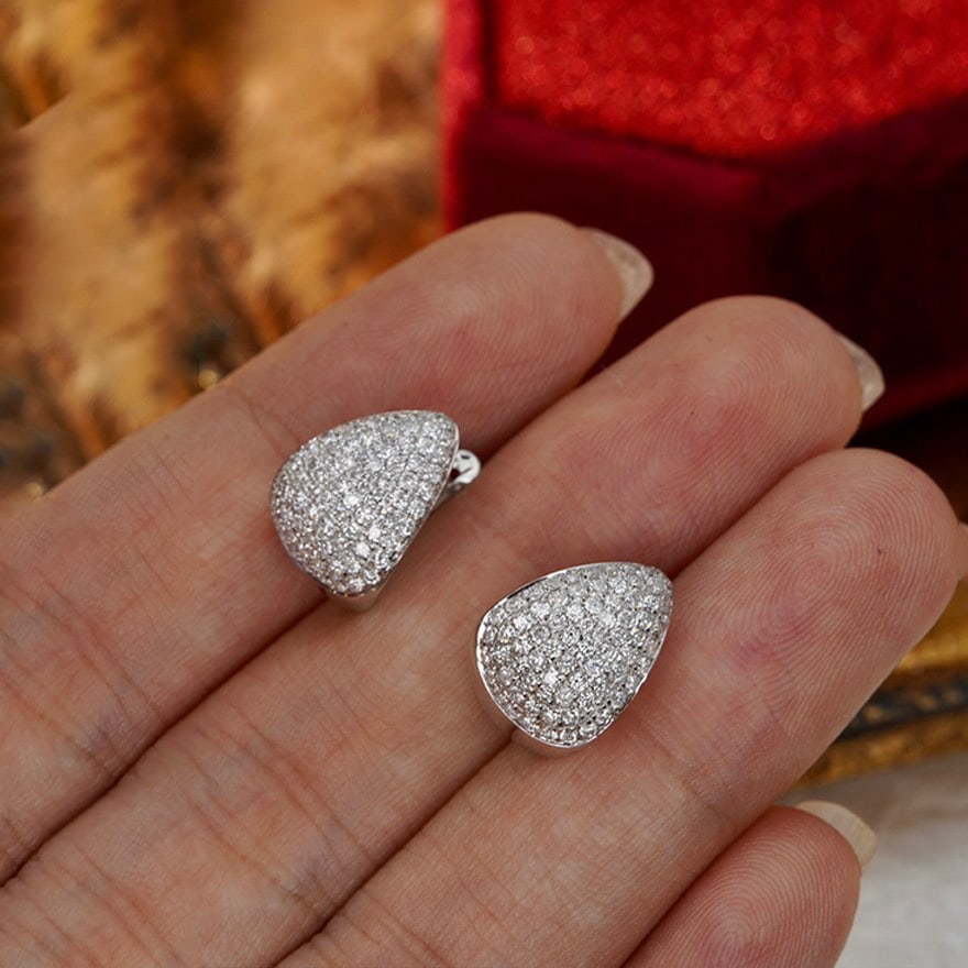 14k Gold 1 Ct Natural H Diamond Earrings - 8