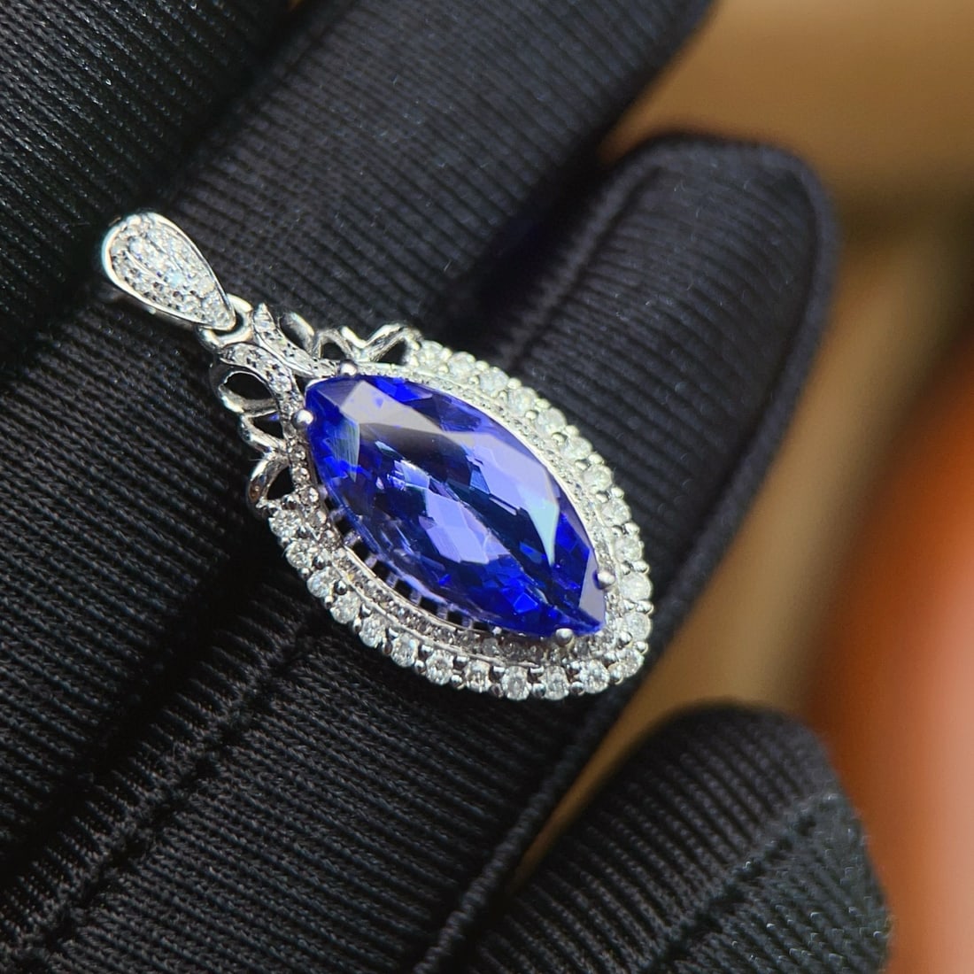 14k Gold 3.61 Ctw Natural Tanzanite & Diamond Pendant( Without Chain ) - 6