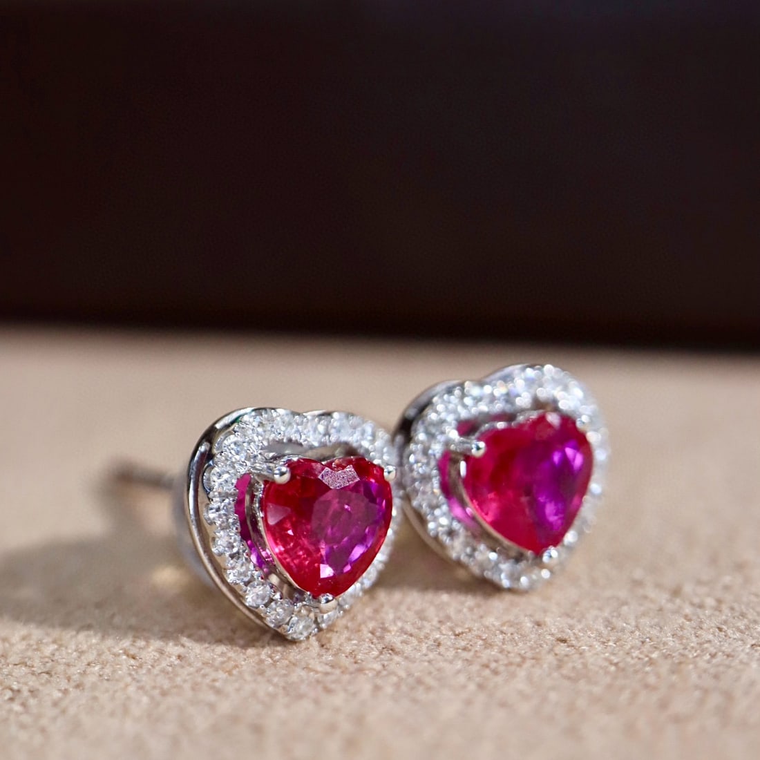 14k Gold 0.78 Ctw Natural Ruby & Diamond Earrings - 2
