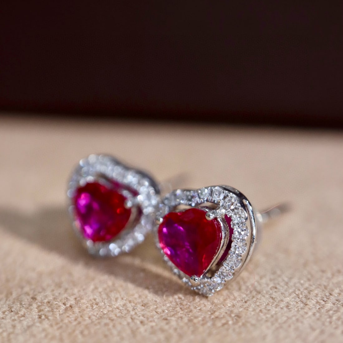 14k Gold 0.78 Ctw Natural Ruby & Diamond Earrings - 3