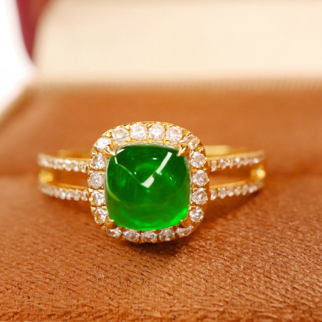 14k Gold 1.68 Ctw Vivid Green Natural Emerald & Diamond Ring - 5