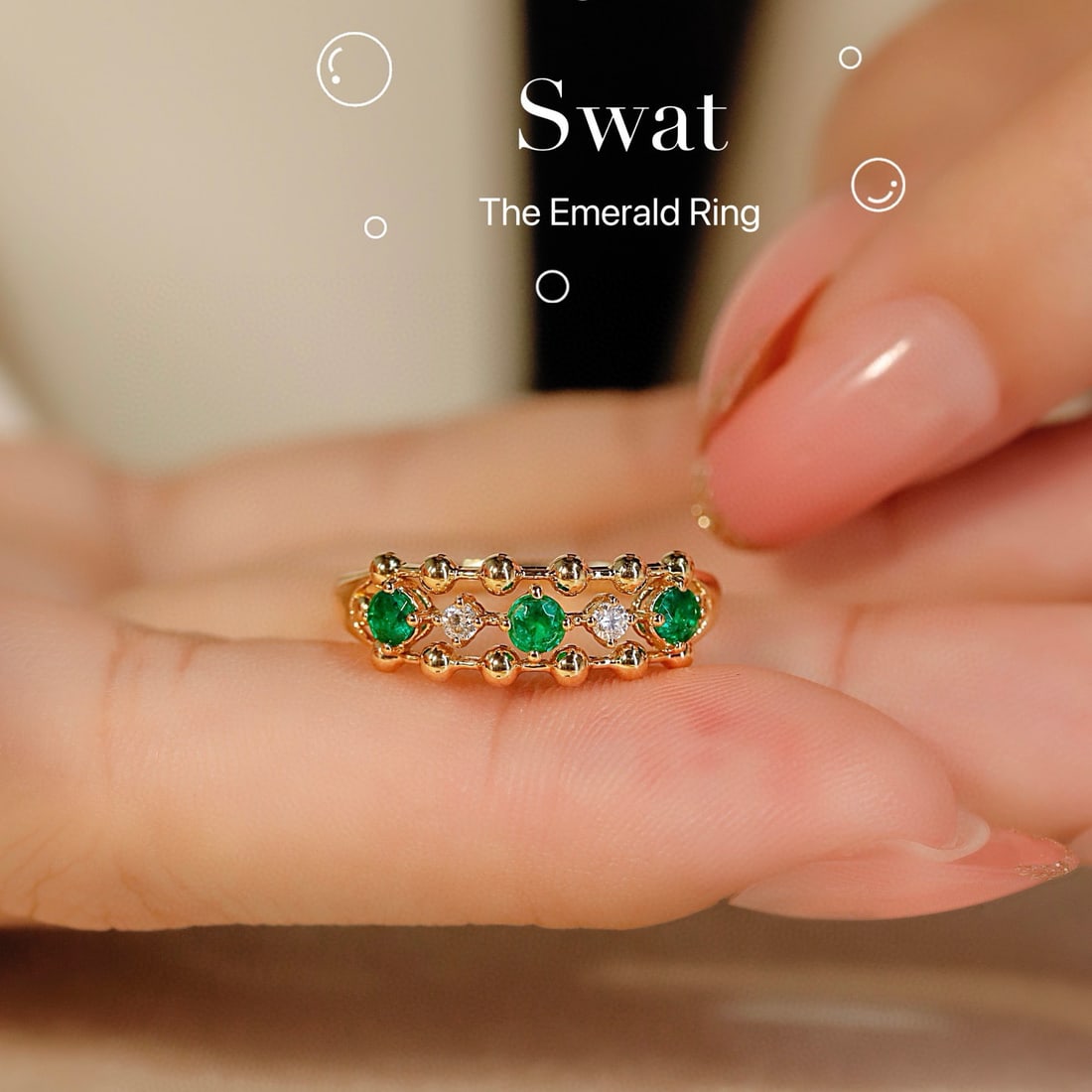 14k Gold 0.31 Ctw Vivid Green Natural Emerald & Diamond Ring - 2