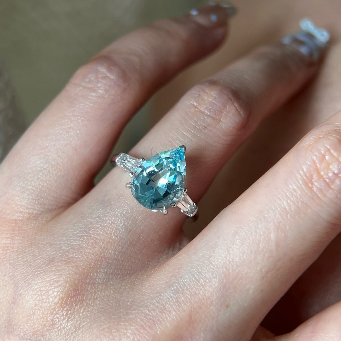 14k Gold 3.82 Ctw Natural Aquamarine & Topaz Ring - 3