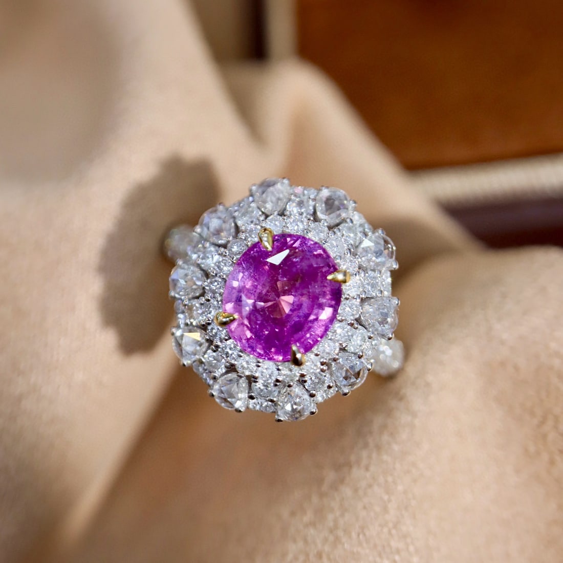 14k Gold 2.98 Ctw Natural Sapphire & Diamond Ring - 5