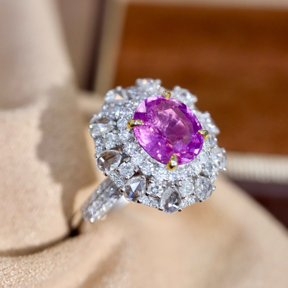 14k Gold 2.98 Ctw Natural Sapphire & Diamond Ring - 7