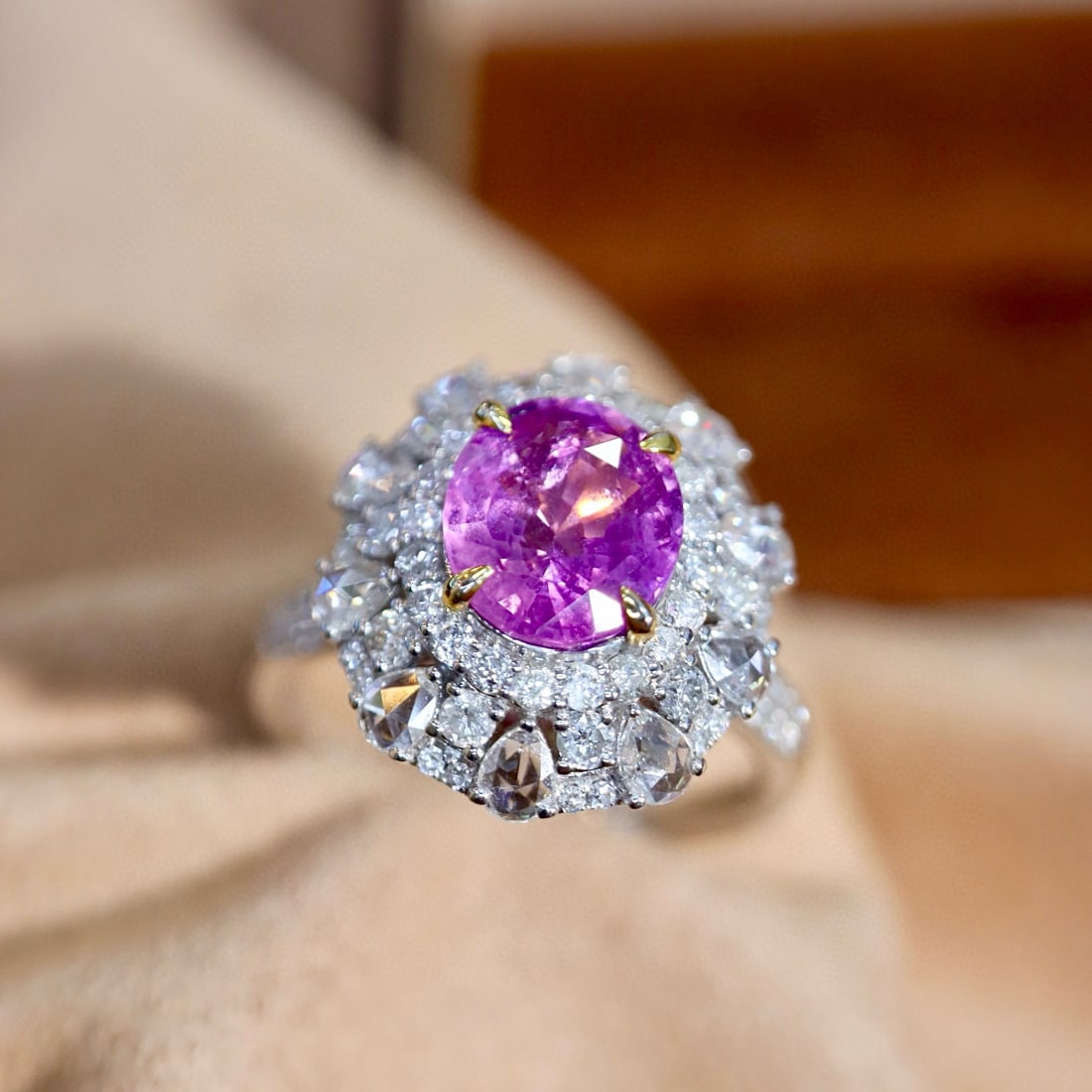 14k Gold 2.98 Ctw Natural Sapphire & Diamond Ring - 8