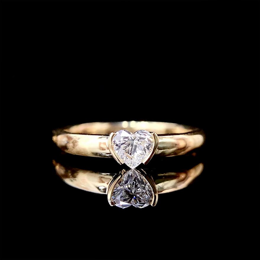 Gia Certified 14k Gold 0.30 Ct Natural F Vs2 Heart Diamond Ring - 2