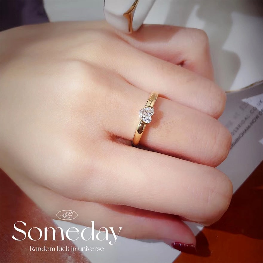 Gia Certified 14k Gold 0.30 Ct Natural F Vs2 Heart Diamond Ring - 3