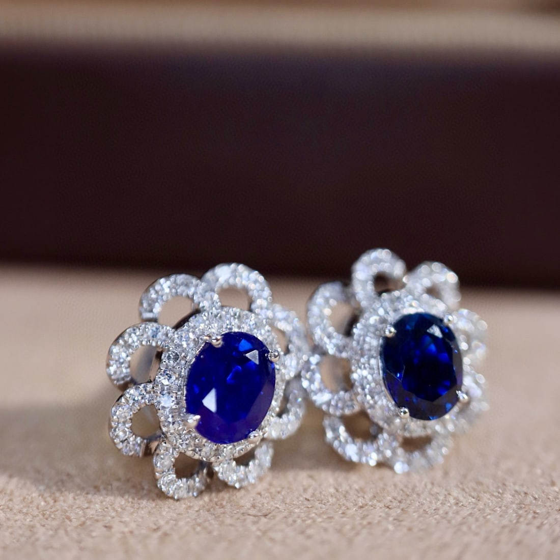 14k Gold 1.23 Ctw Natural Sapphire & Diamond Earrings - 2