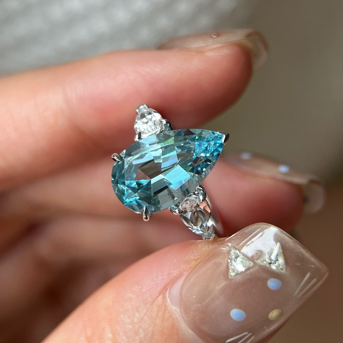 14k Gold 4.60 Ctw Natural Aquamarine & Topaz Ring - 2