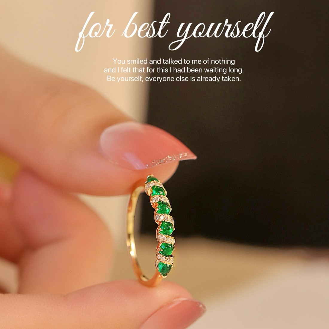 14k Gold 0.43 Ctw Vivid Green Natural Emerald & Diamond Ring - 2