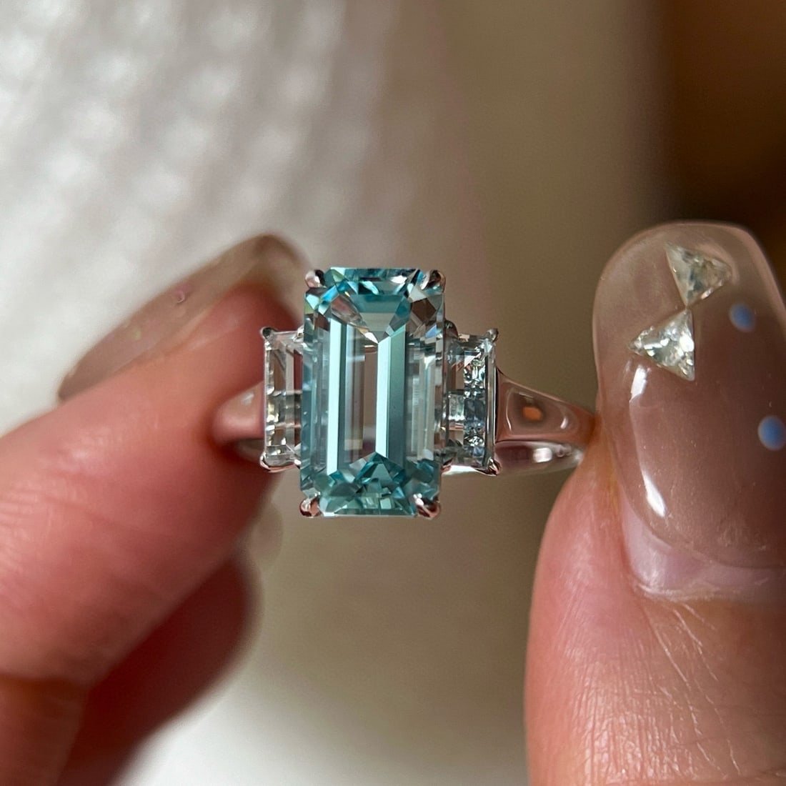 14k Gold 3.19 Ctw Natural Aquamarine & Topaz Ring - 4