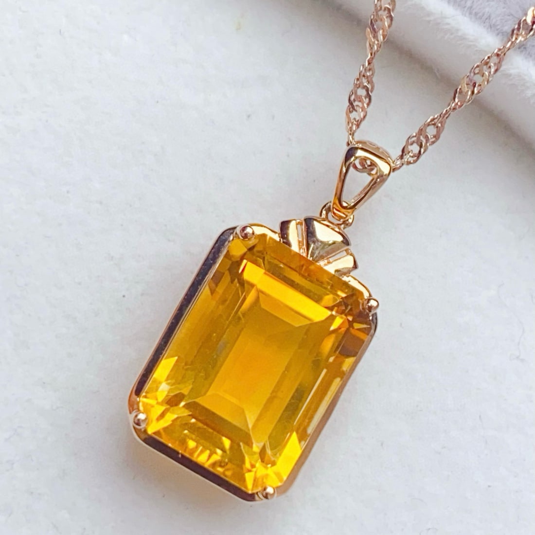 14k Gold 7.7 Ct Natural Citrine Pendant( Without Chain ) - 5