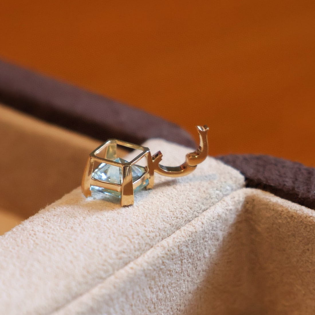 14k Gold 1.2 Ct Natural Aquamarine & Diamond Pendant( Without Chain ) - 2