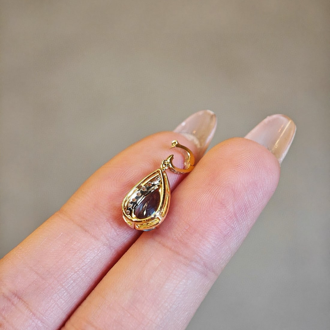 14k Gold 1 Ct Natural Aquamarine & Diamond Pendant( Without Chain ) - 6