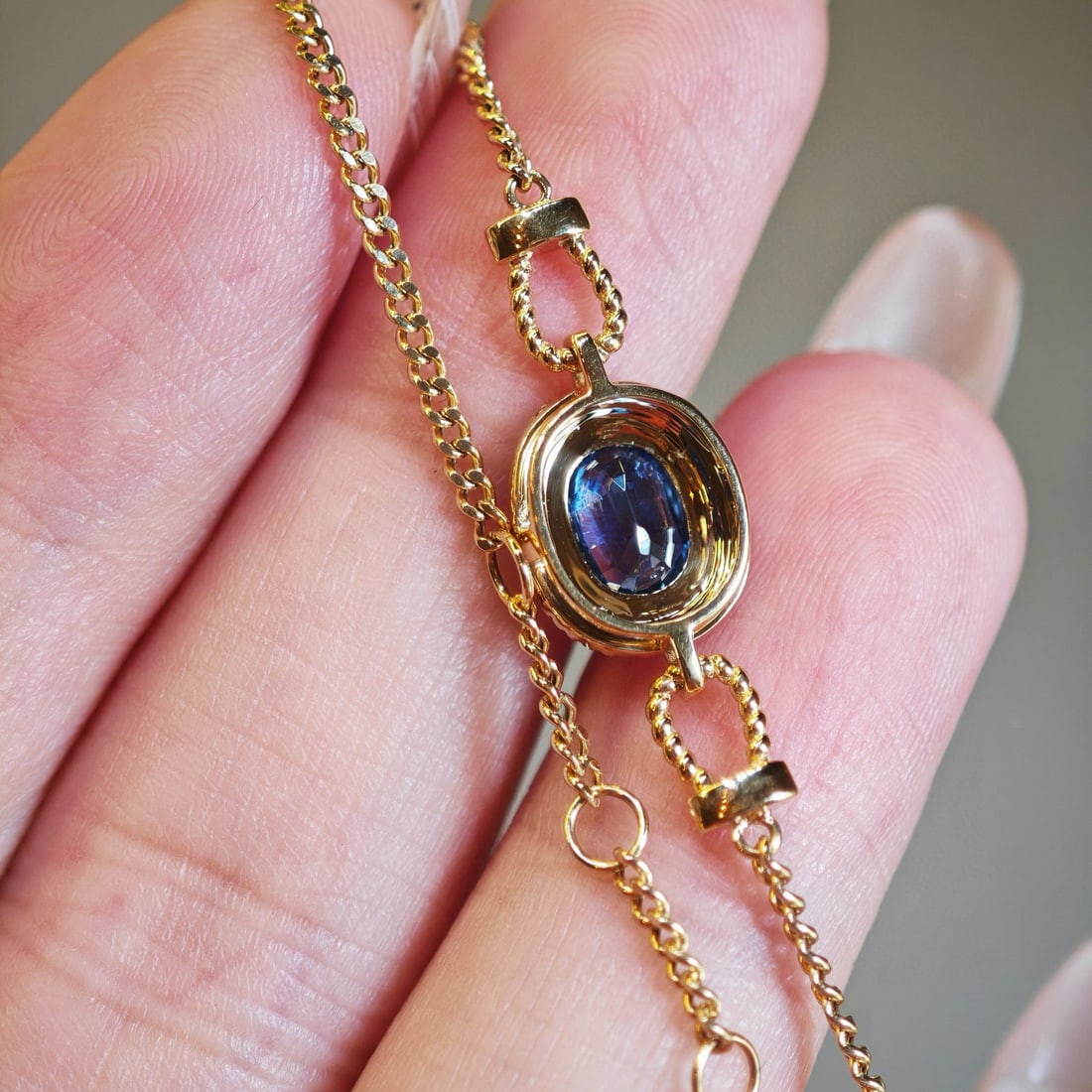 14k Gold 1 Ct Natural Sapphire & Diamond Bracelet - 6