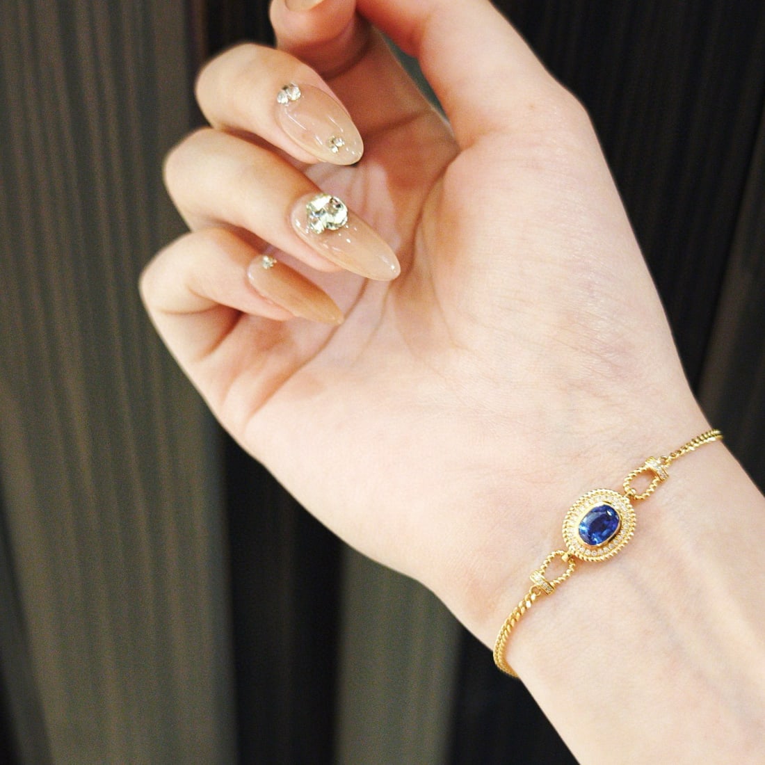 14k Gold 1 Ct Natural Sapphire & Diamond Bracelet - 8