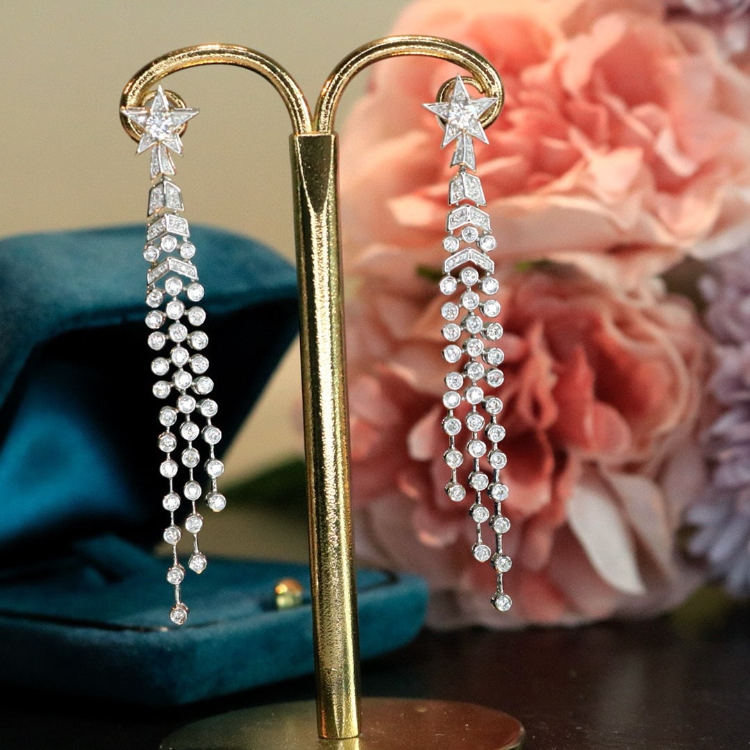 14k Gold 1.12 Ct Natural H Diamond Earrings - 2
