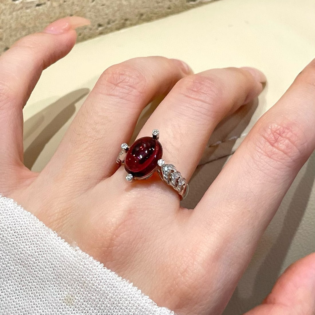 14k Gold 3 Ct Natural Tourmaline & Diamond Ring - 4