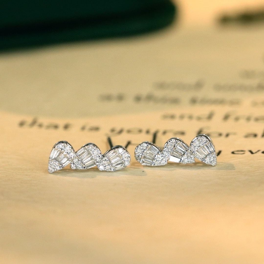 14k Gold 0.3 Ct Natural H Diamond Earrings - 2