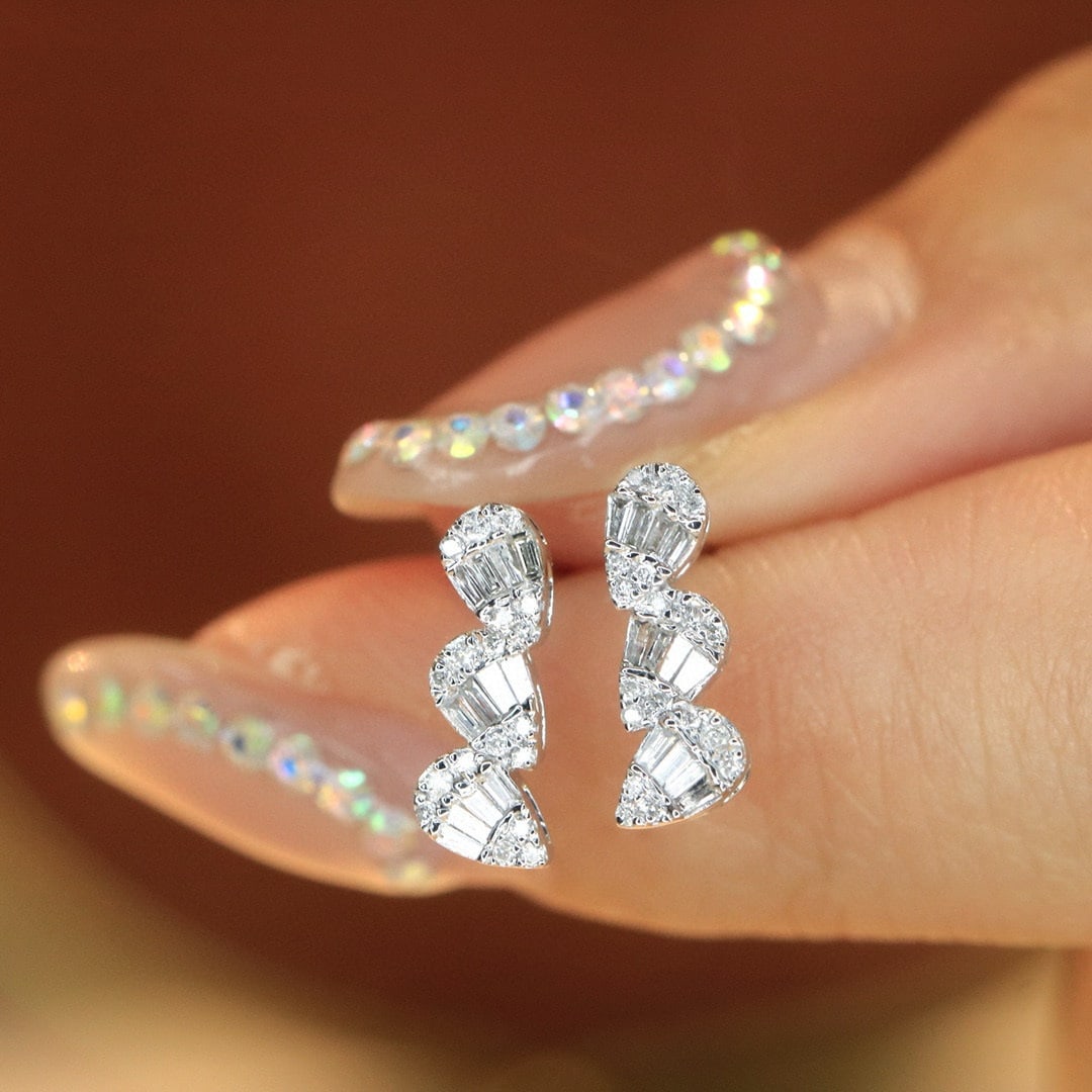 14k Gold 0.3 Ct Natural H Diamond Earrings - 3