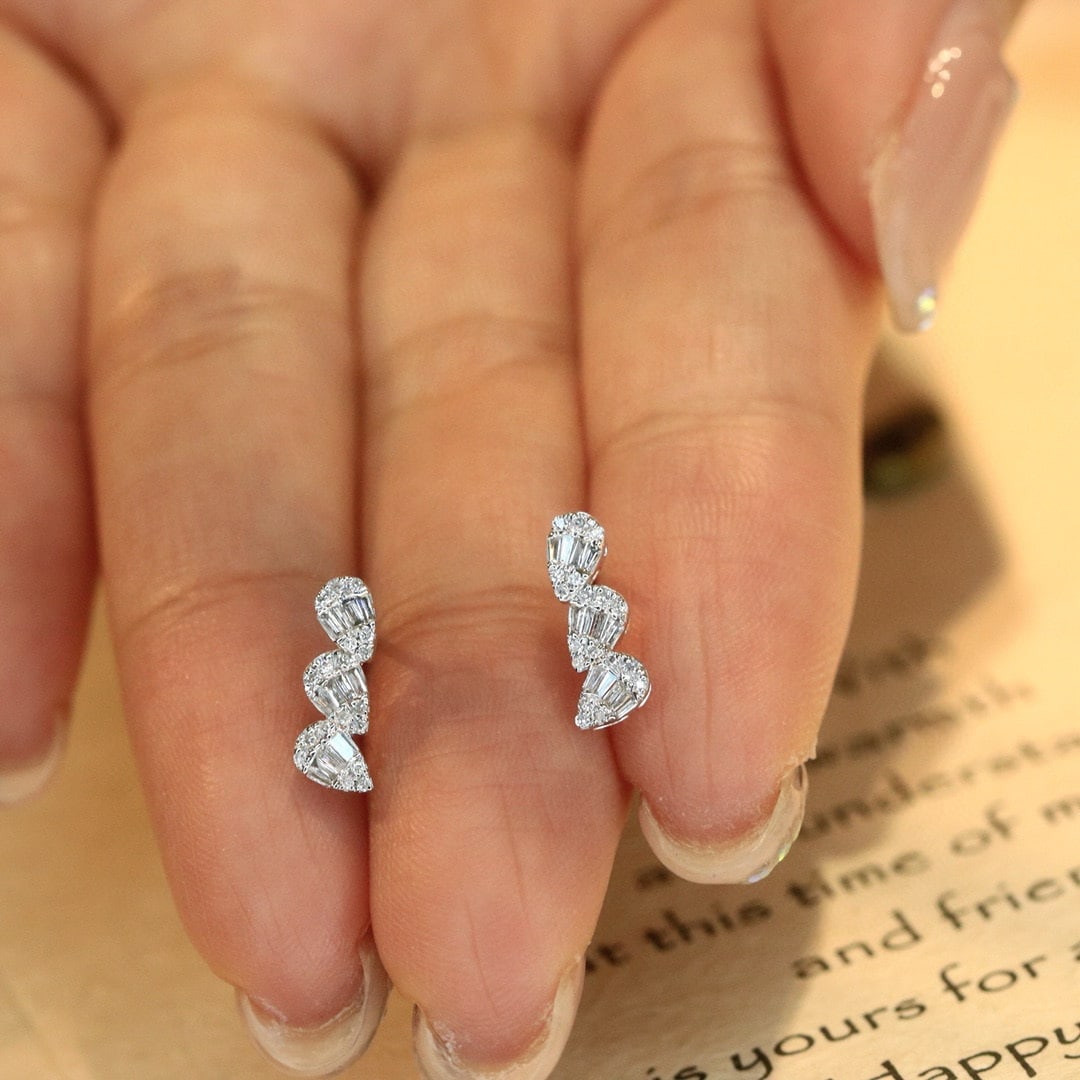 14k Gold 0.3 Ct Natural H Diamond Earrings - 5