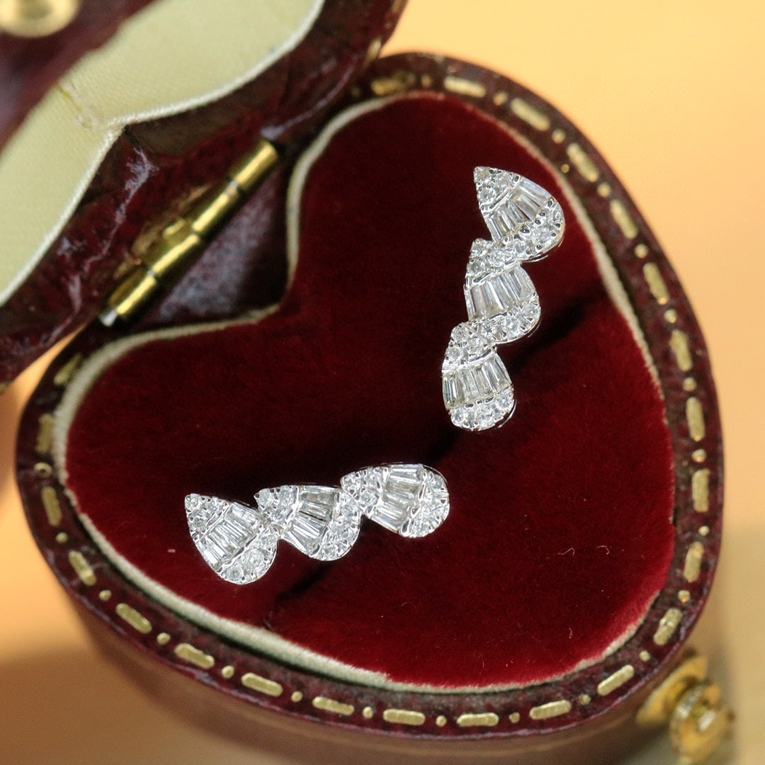 14k Gold 0.3 Ct Natural H Diamond Earrings - 7