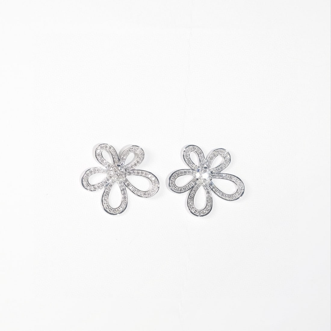 14k Gold 0.60 Ct Natural H Diamond & Flowers Earrings - 7