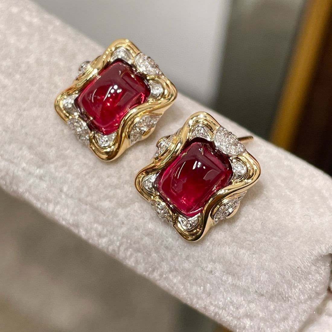 14k Gold 3.2 Ct Natural Tourmaline & Diamond Earrings - 2