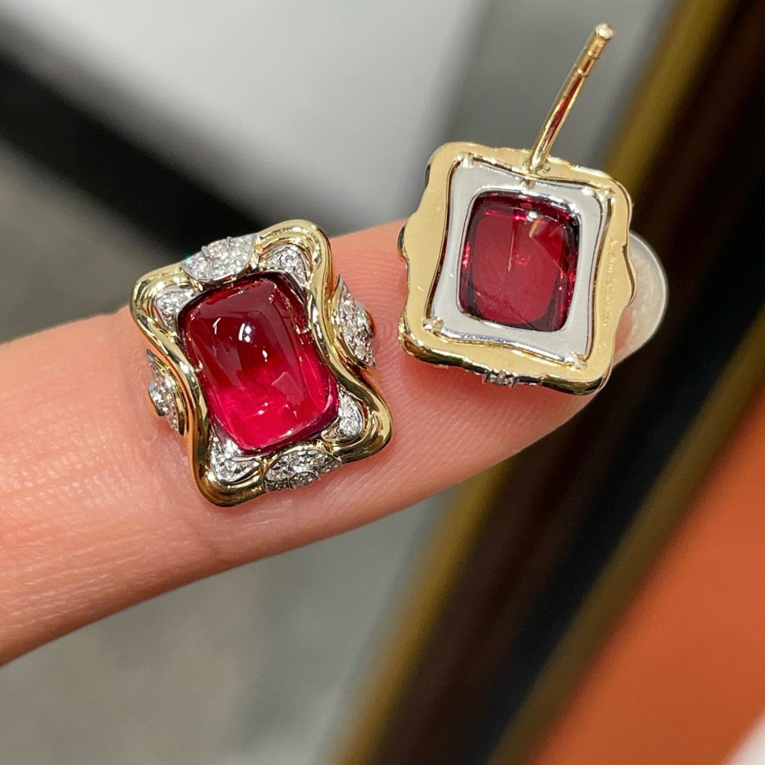 14k Gold 3.2 Ct Natural Tourmaline & Diamond Earrings - 3