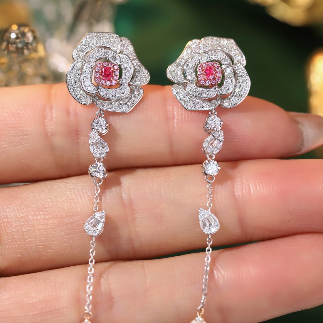 14k Gold 1.8 Ct Natural Color Diamond Earrings - 5