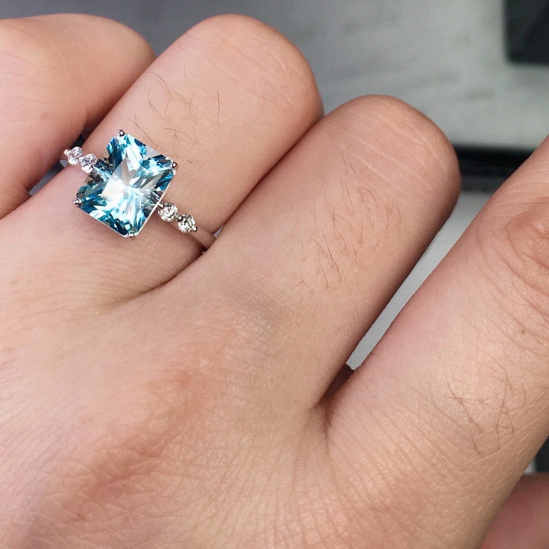 14k Gold 2.67 Ct Natural Aquamarine & Diamond Ring - 8