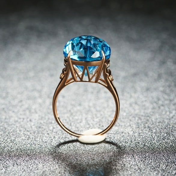 14k Gold 13.85 Ct Natural Topaz & Diamond Ring - 7