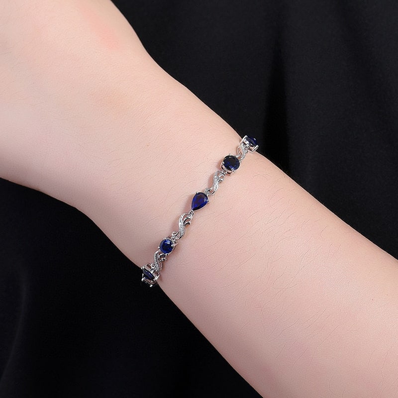 14k Gold 7.31 Ctw Natural Sapphire & Diamond Bracelet - 5